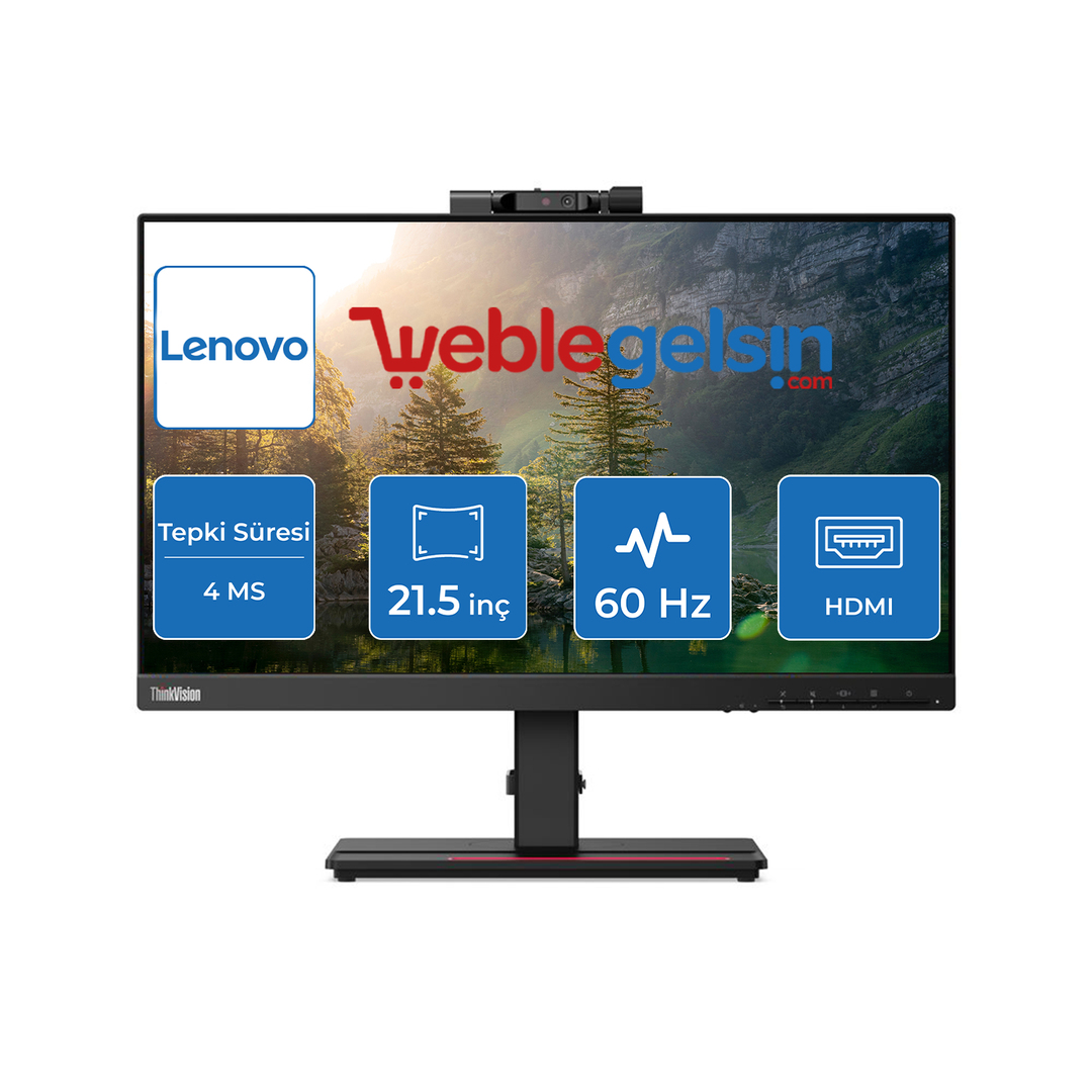 21.5 LENOVO ThinkVision T22v-20 61FBMAT6TK IPS FHD 4MS 60HZ HDMI DP VGA 3 Yıl Garanti