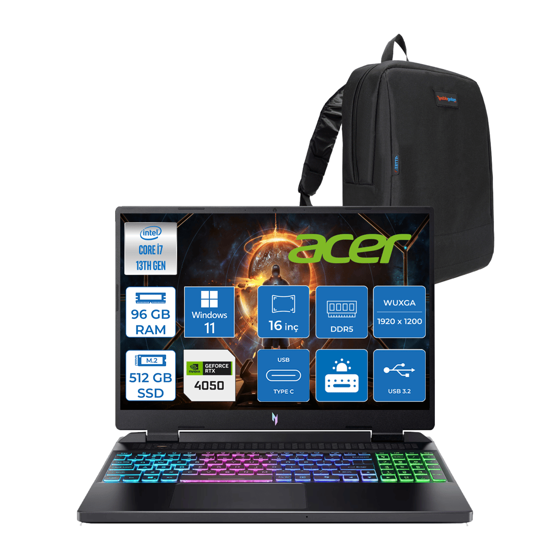 Acer nitro AN16 Intel I7 13620H 96GB DDR5 512GB SSD 6GB/RTX4050 16 ...