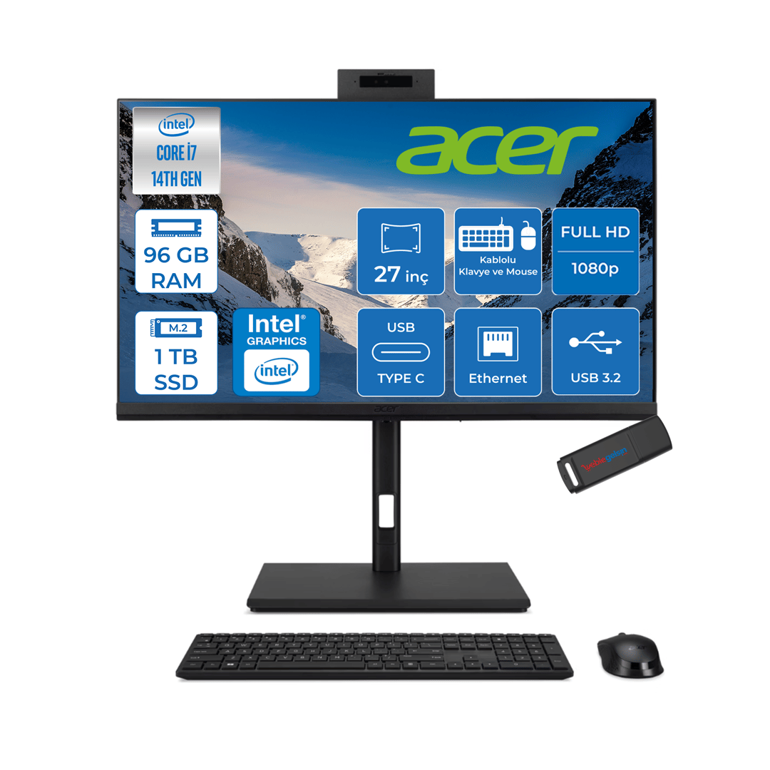 Acer Veriton 4000 VZ4727GT Intel Core I7 14700 96GB RAM 1TB SSD Freedos ...