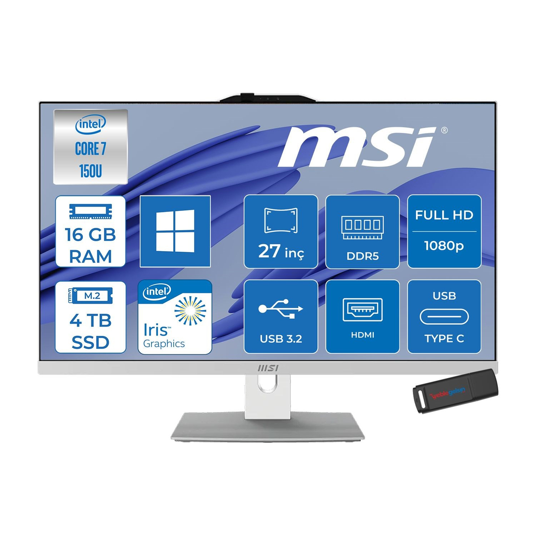 MSIAll in One PCMsı Modern AM272P Intel Core 7 150U 16GB DDR5 4TB SSD Fhd 27