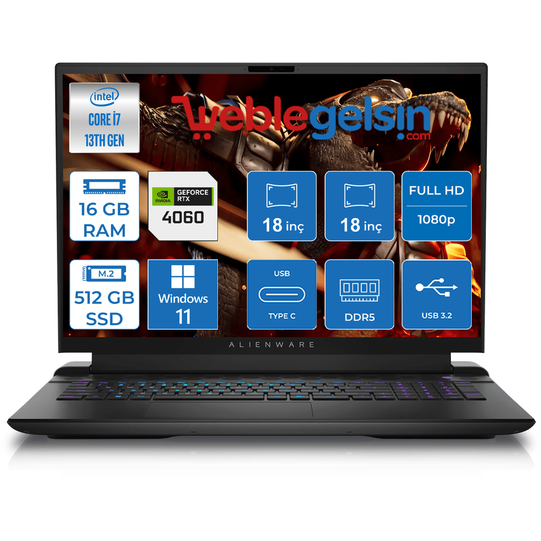 Dell Alienware M18 R1 Intel Core I7-13700HX 16GB Ddr5 512GB SSD RTX4060 ...