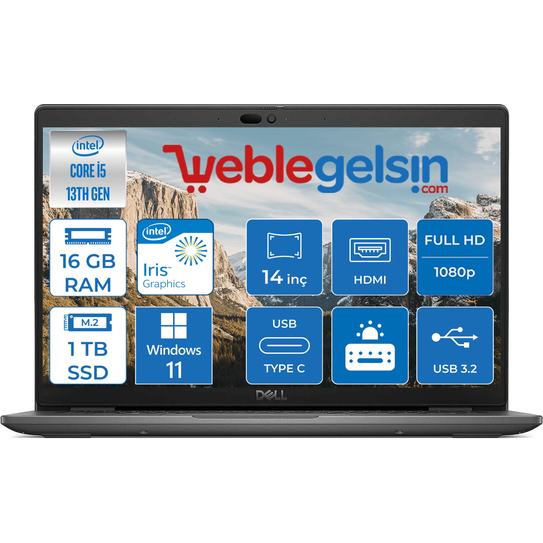 Dell Latıtude 3440 13.nesil Intel I5 1335U 16GB 1TB SSD 14 inç Windows 11 Home Fhd Dizüstü Bilgisayar DLN053L3440140123