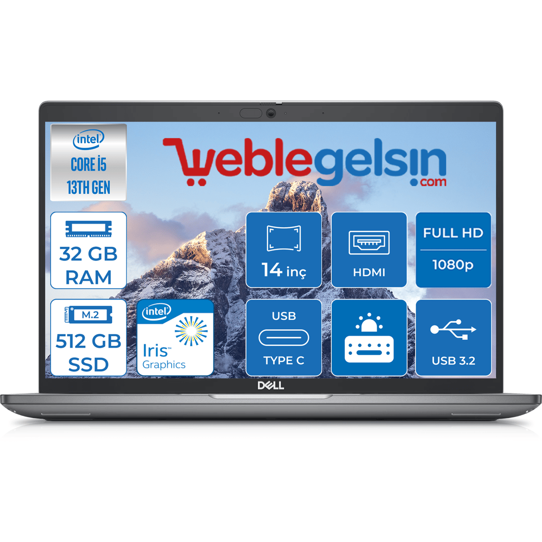Dell Latıtude 5440 13.nesil Intel i5 1335U 32GB 512GB SSD 14 inç FreeDos Fhd Dizüstü Bilgisayar DLNN005L54401410