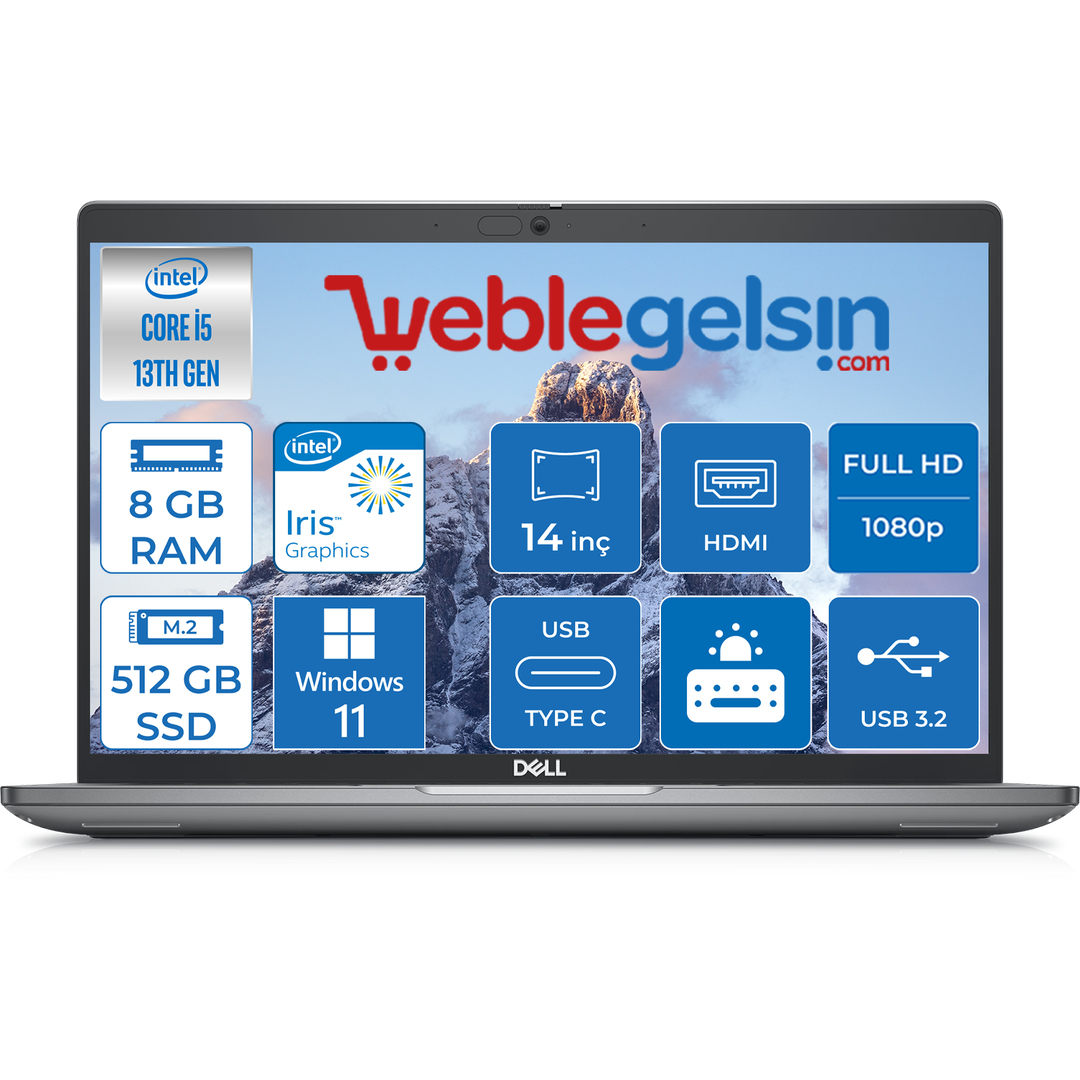 Dell Latıtude 5440 13.nesil Intel i5 1335U 8GB 512GB SSD 14 inç Windows 11 Home Fhd Dizüstü Bilgisayar DLNN005L54401418