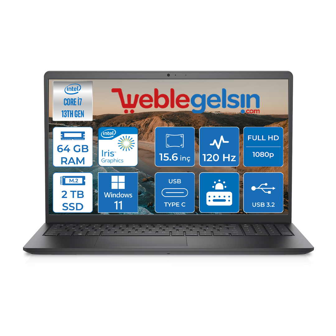 Dell Vostro 3530 Intel Core İ7-1355U 64GB 2TB SSD Fhd 15.6