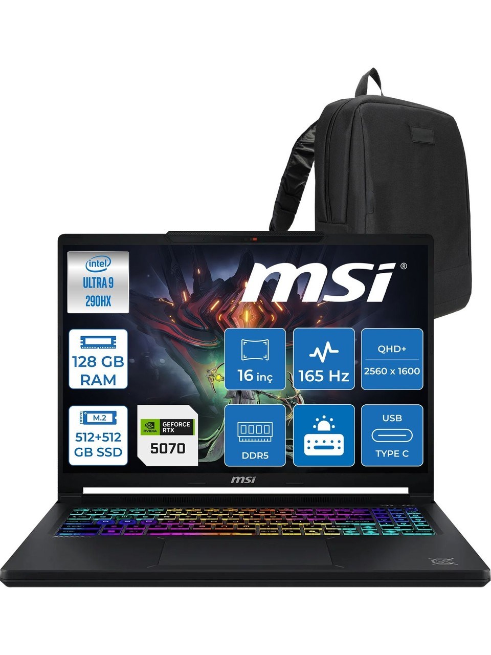 MSIDizüstü BilgisayarlarMSI Crosshaır 16 Max Hx E2WGK-008TR Intel Core Ultra 9 290HX Plus 128GB DDR5 512GB SSD+512GB SSD 8GB/RTX5070 115W 16 Inç Qhd+ OLED (2560 x 1600) IPS 165Hz Freedos Gaming ZW008TRP50