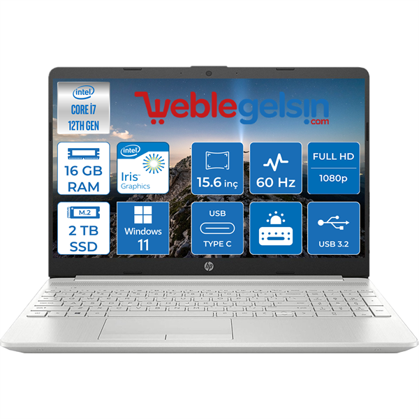 Hp 15 12.nesil  Intel Core i7 1255U 16GB 2TB SSD Intel® Iris® Xe 15.6