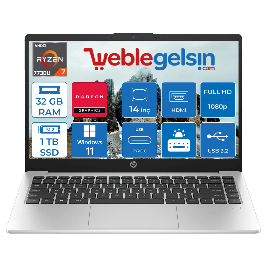 Hp 245 G10 Amd Ryzen 7 7730U 32GB 1TB SSD Amd Radeon™ Grafik Windows 11 Home 14 inç Fhd Taşınabilir Bilgisayar 8A552EAH07