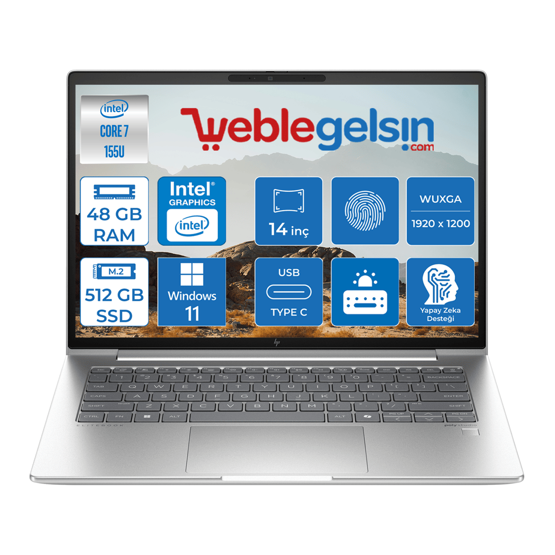 Hp Elitebook 640 G11 Intel Core Ultra 7 155U DDR5 48GB 512GB SSD Intel® Aı Boost 14