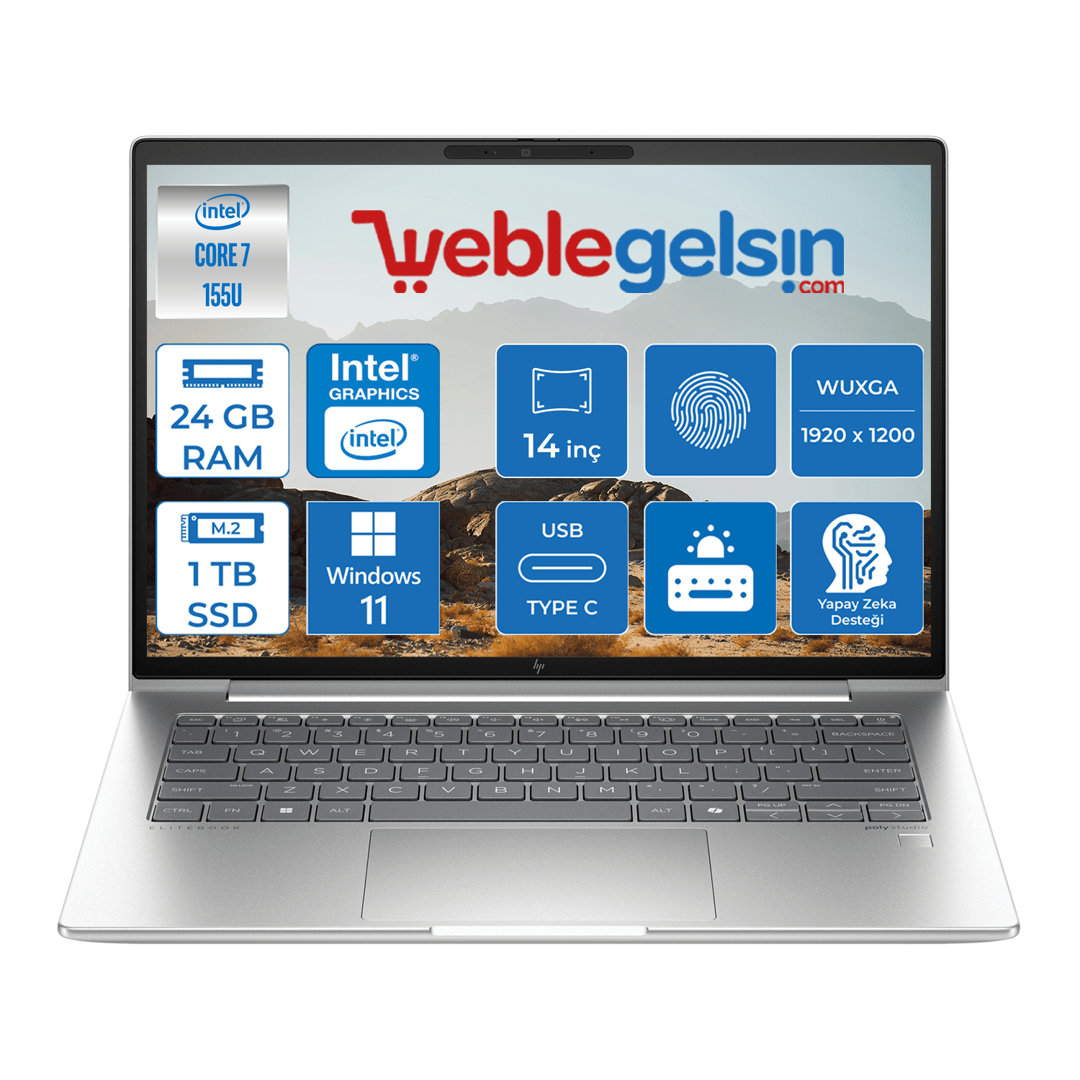 Hp Elitebook 640 G11 Intel Core Ultra 7 155U DDR5 24GB 1TB SSD Intel® Aı Boost 14