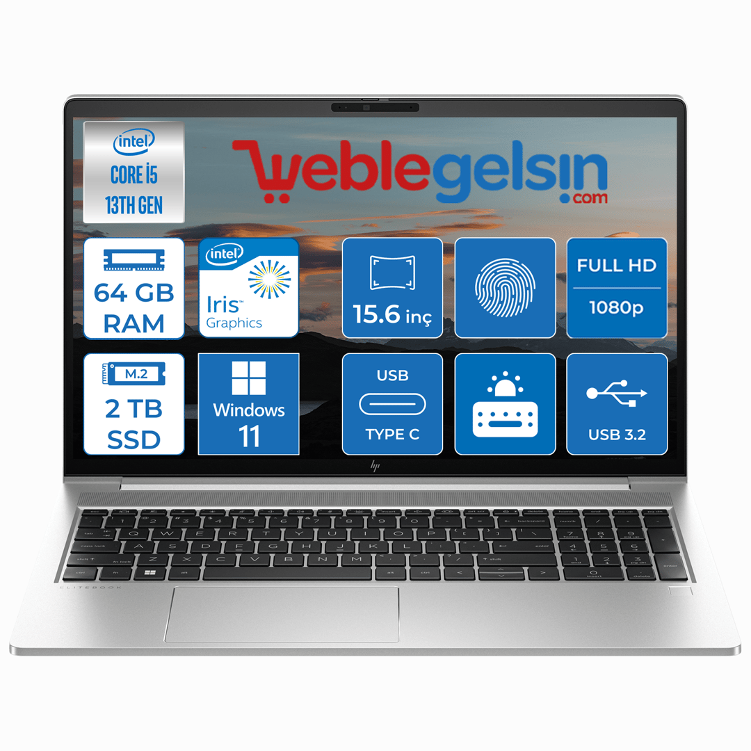 Hp Elitebook 650 G10 Intel Core I5 1335U 64GB 2TB SSD Intel® Iris® Xᵉ Windows 11 Home 15.6 inç Fhd Taşınabilir Bilgisayar 8A573EAH16