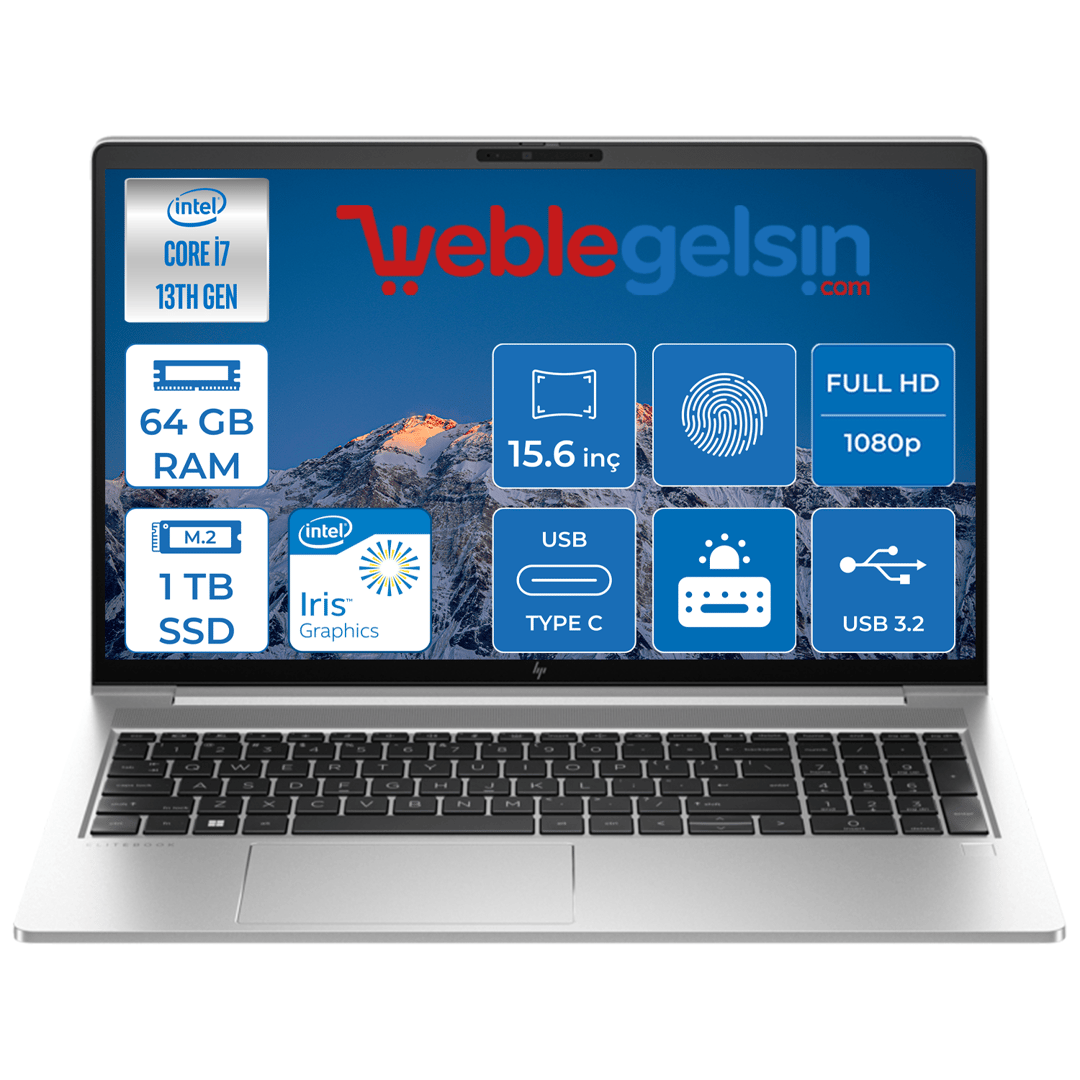 Hp Elitebook 650 G10  Intel Core i7 1355U 64GB 1TB SSD 15.6 inç Fhd Freedos Taşınabilir Bilgisayar 88A576EA15