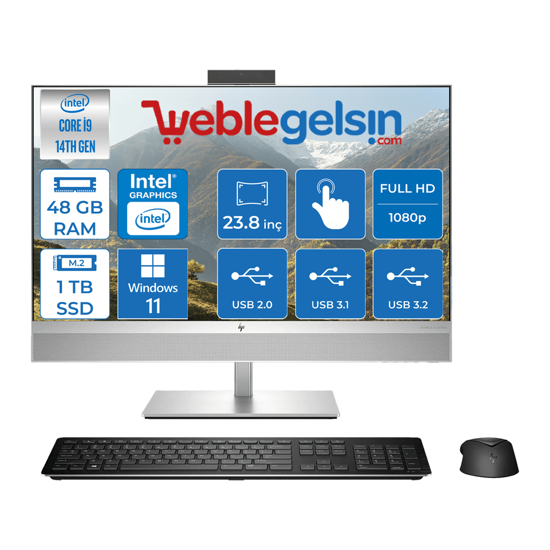 Hp Eliteone 840 G9 14.nesil Intel® Core I9 14900 48GB DDR5 1TB SSD Fhd 23.8
