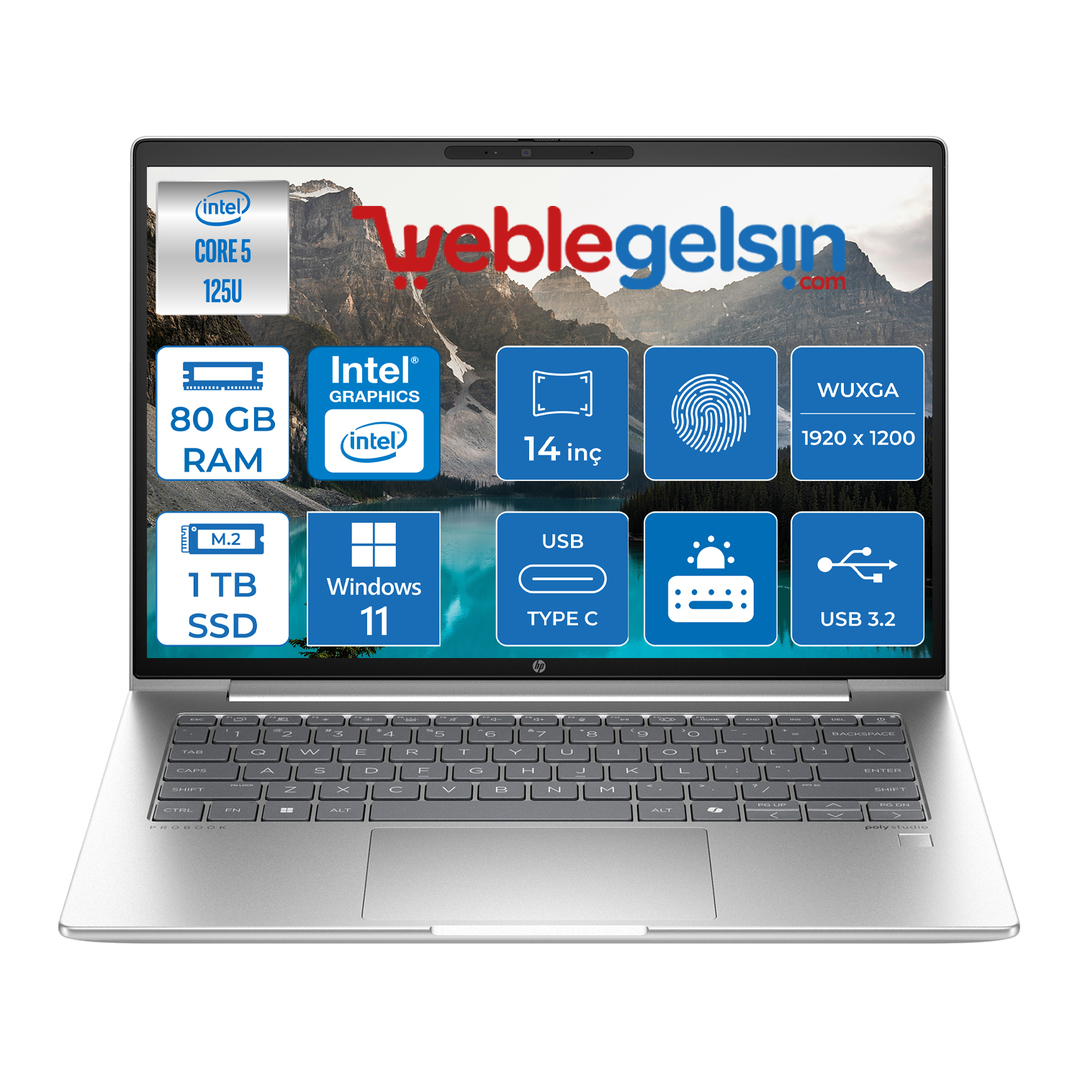 Hp Probook 440 G11 Intel Core Ultra 5 125U DDR5 80GB 1TB SSD Intel® Aı Boost 14