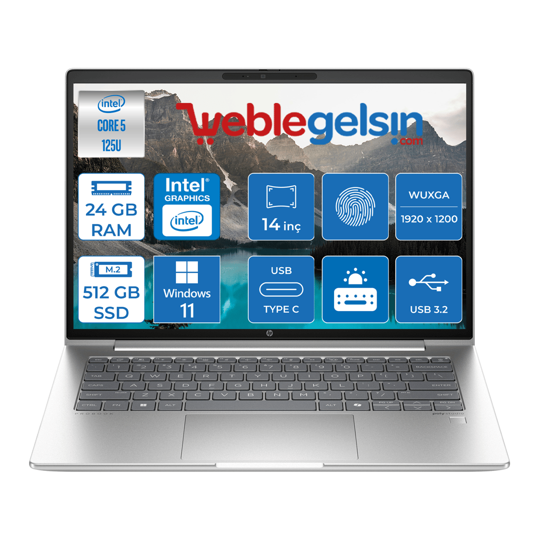 Hp Probook 440 G11 Intel Core Ultra 5 125U DDR5 24GB 512GB SSD Intel® Aı Boost 14