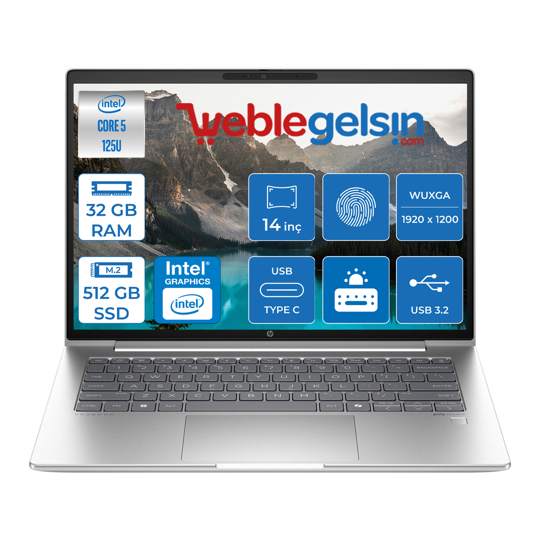 Hp Probook 440 G11 Intel Core Ultra 5 125U DDR5 32GB 512GB SSD Intel® Aı Boost 14