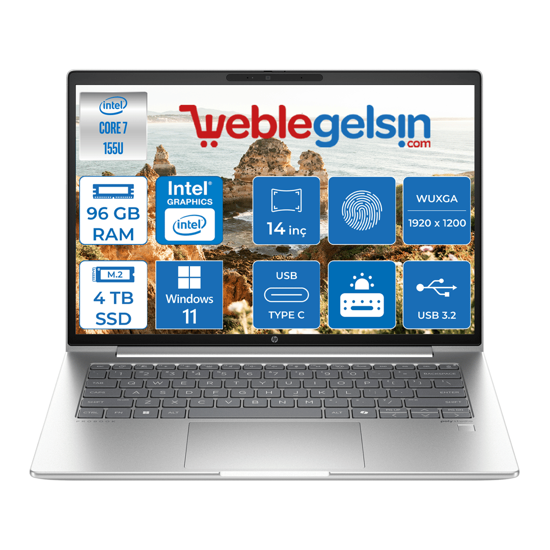 Hp Probook 440 G11 Intel Core Ultra 7 155U DDR5 96GB 4TB SSD Intel® Aı Boost 14