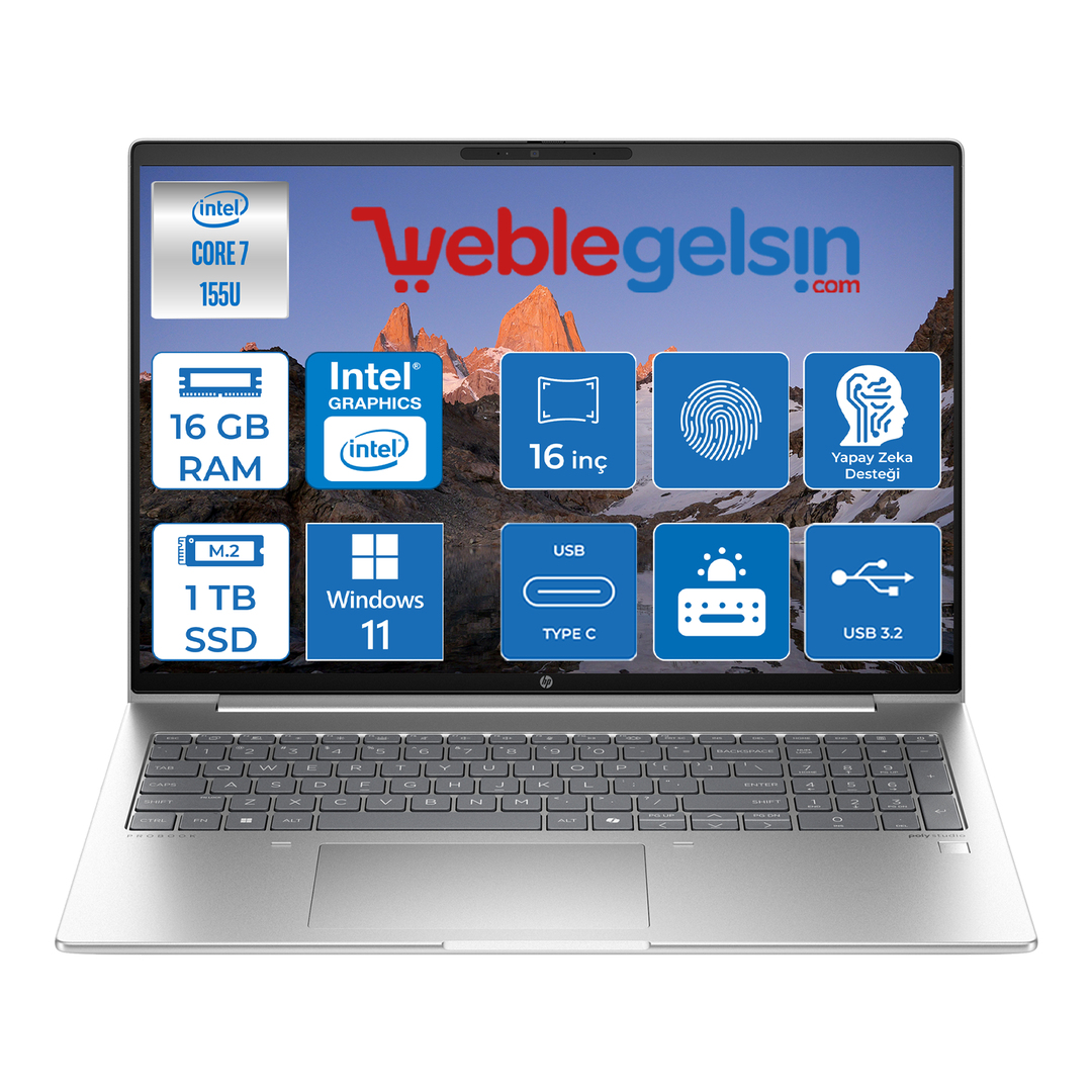 Hp Probook 460 G11 Intel Core Ultra 7 155U DDR5 16GB 1TB SSD Intel® Aı Boost 16