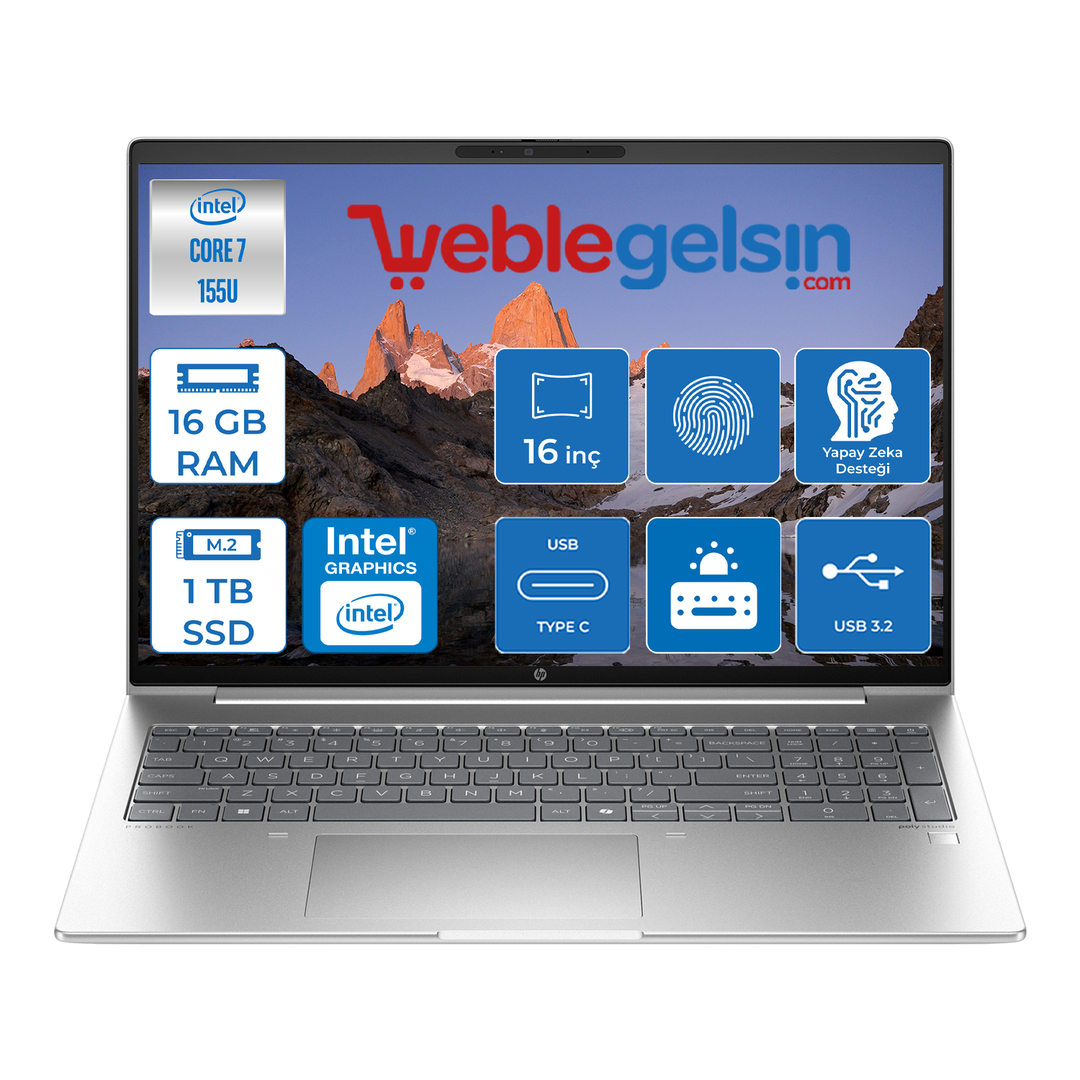 Hp Probook 460 G11 Intel Core Ultra 7 155U DDR5 16GB 1TB SSD Intel® Aı Boost 16