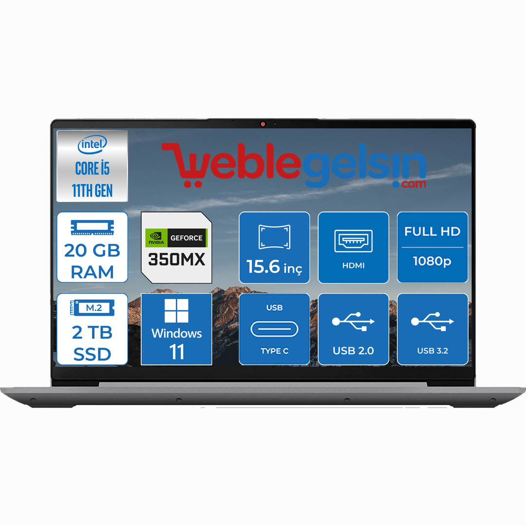Lenovo Ideapad 3 15ITL6 Intel® Core™ i5 1155G7 36GB 2TB SSD MX350 15.6 inç Windows 11 Pro Fhd Dizüstü Bilgisayar 882H803EYTX48