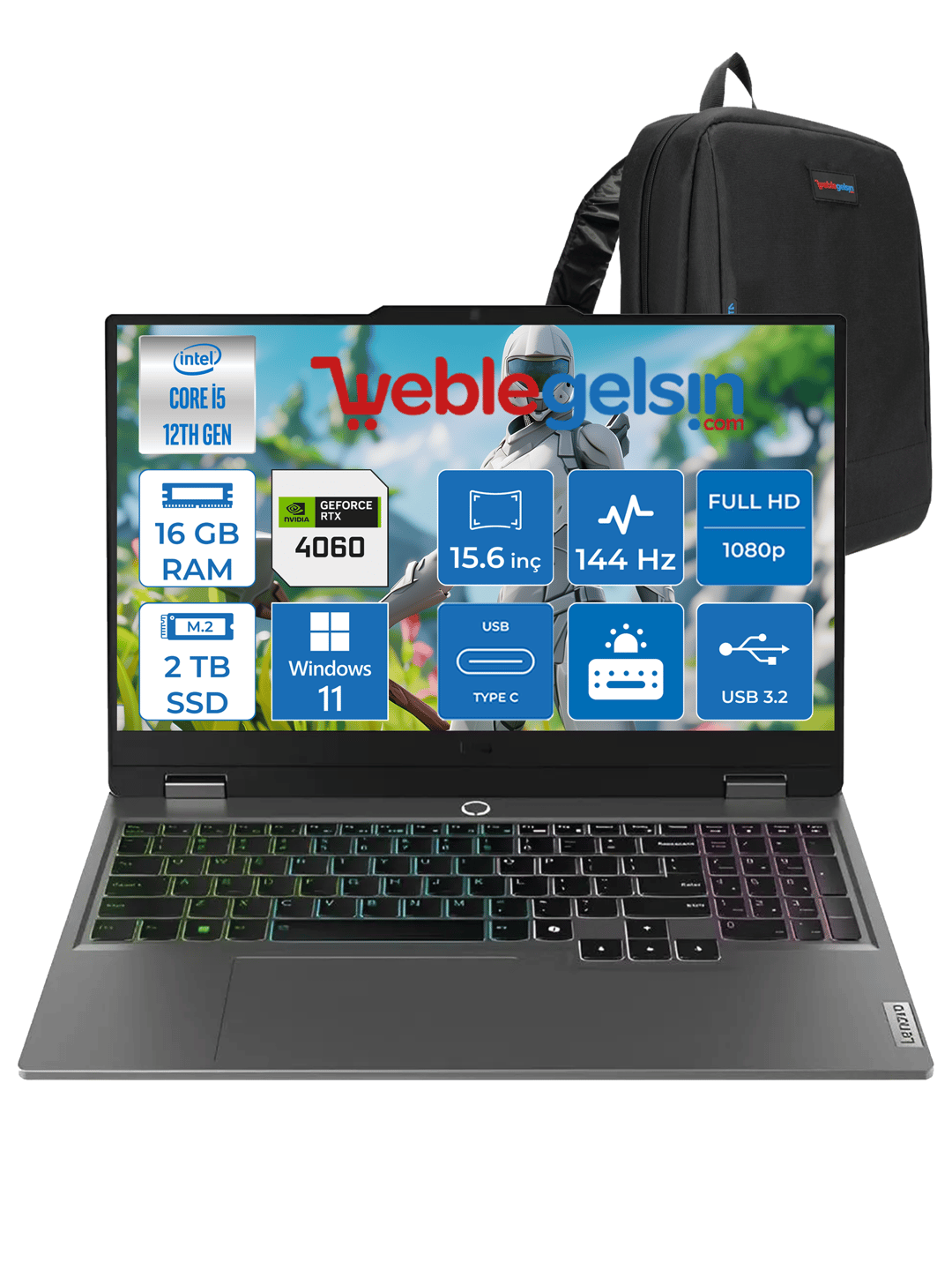 Lenovo LOQ 15IAX9 Intel i5 12450HX 16GB DDR5 2TB SSD RTX4060 8GB (105W) 15.6″ FHD Windows 11 Pro 15.6