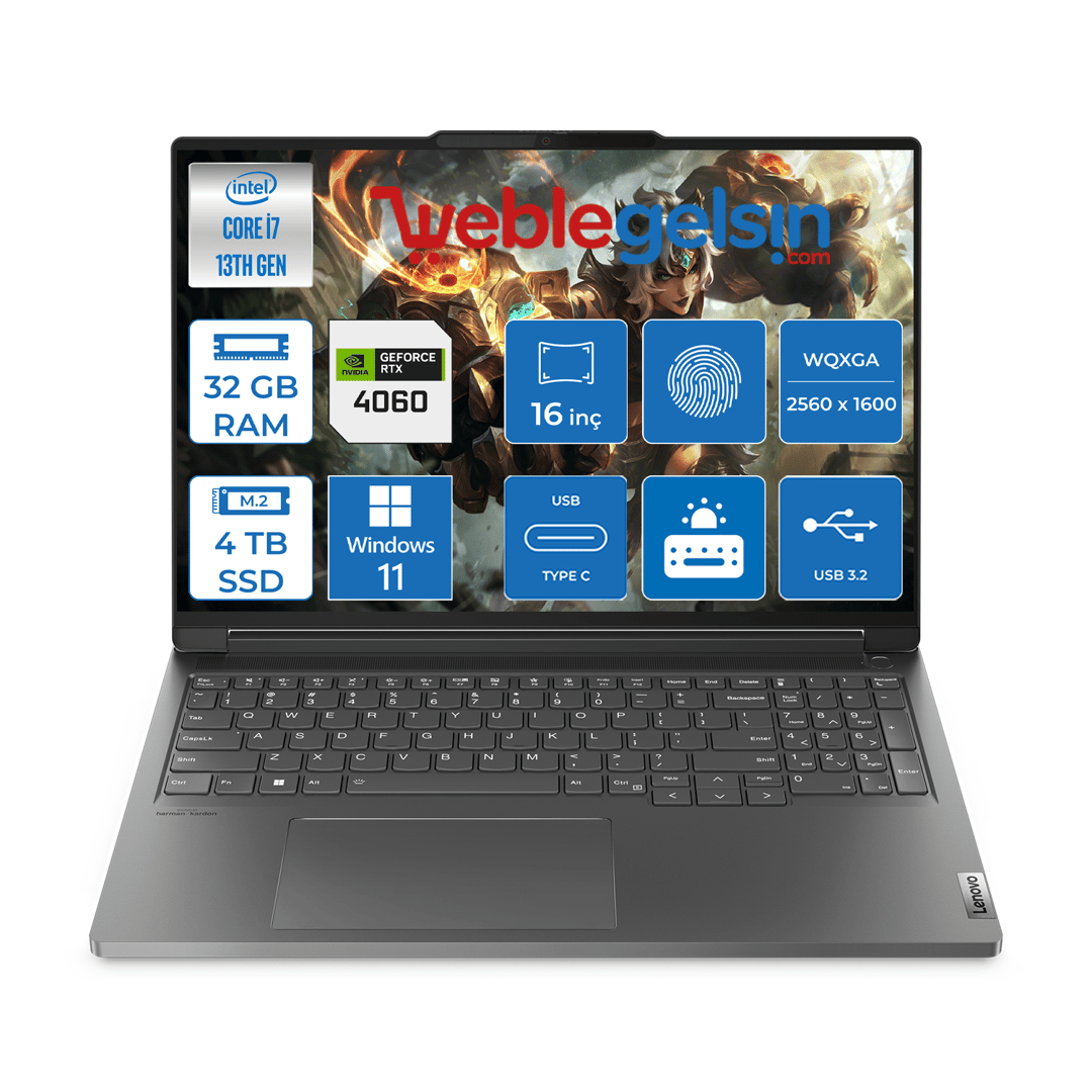 Lenovo Thinkbook 16P G4 Irh Intel Core I7 13700H 32GB DDR5 4TB SSD 8GB RTX4060 16'' Wqxga 400NITS Windows 11 Pro Taşınabilir Bilgisayar T21J80032TRP04