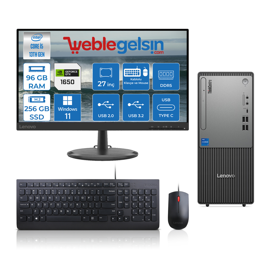 Lenovo Thinkcentre Neo 50T Gen 5 Intel Core I5 13400 96GB DDR5 256GB SSD 4GB/GTX1650 27