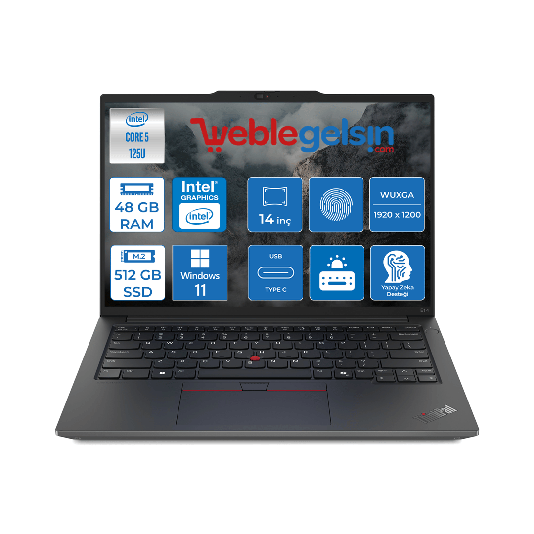 Lenovo Thinkpad E14 Gen6 Intel Core Ultra 5 125U 48GB 512GB SSD Intel® Aı Boost 14