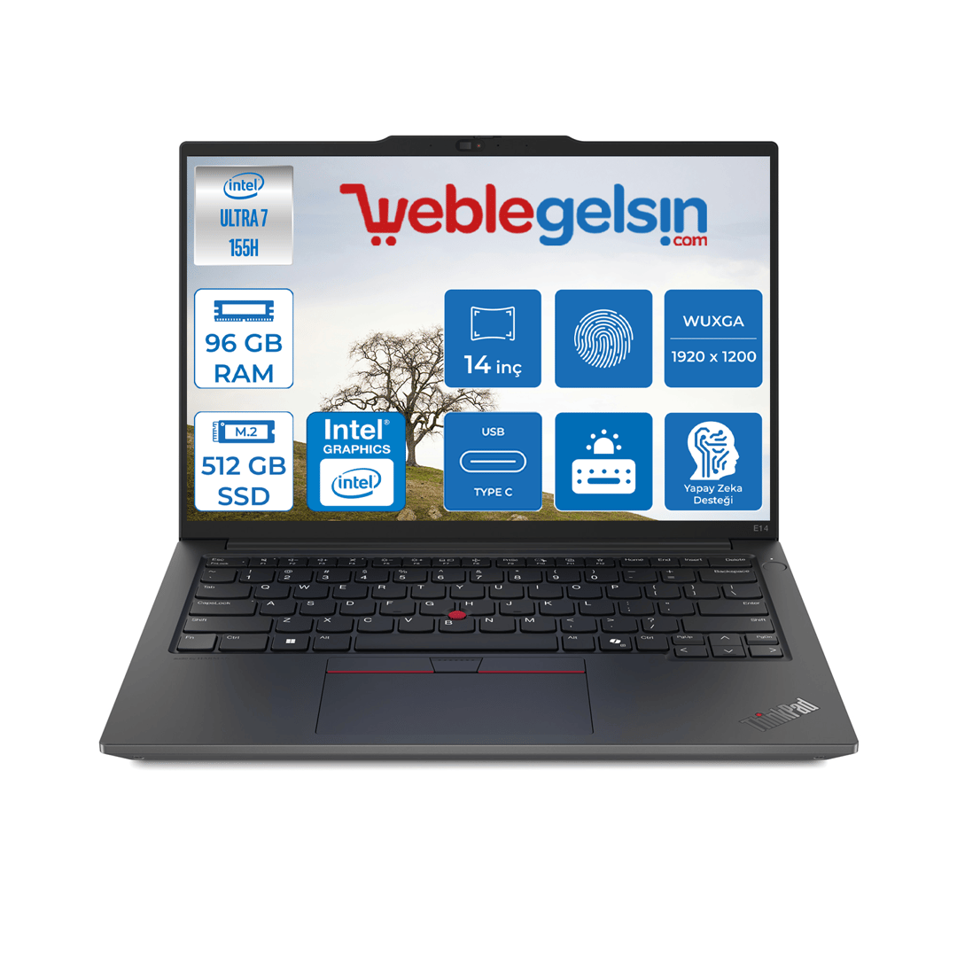 Lenovo Thinkpad E14 Gen6 Intel Core Ultra 7 155H DDR5 96GB 512GB SSD Intel® Aı Boost 14