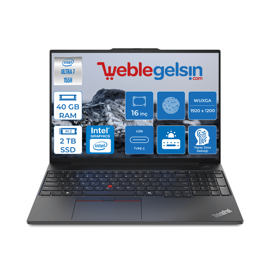 Lenovo Thinkpad E16 Gen2 Intel Core Ultra 7 155H DDR5 40GB 2TB SSD Intel® Aı Boost 16