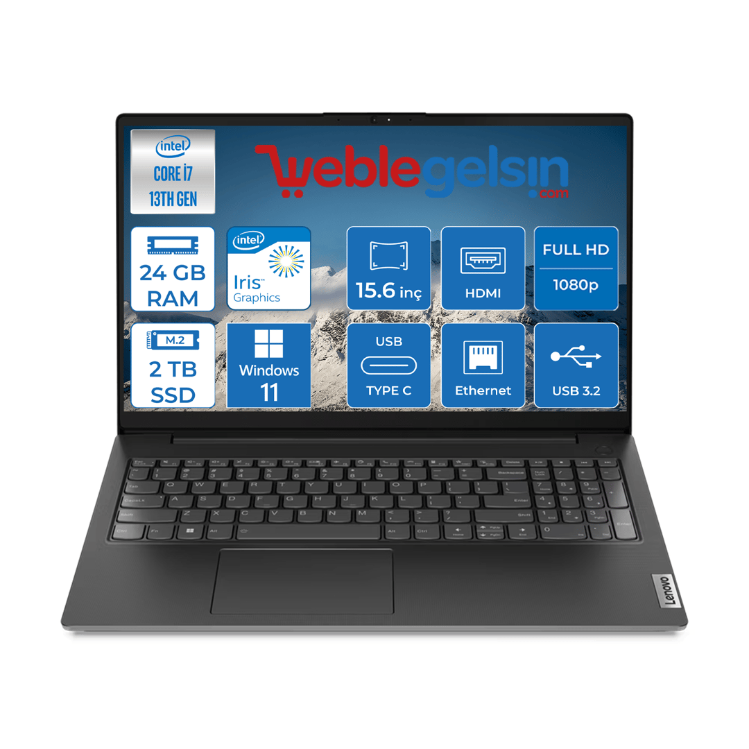 Lenovo V15 Gen4 Iru Intel Core I7-1355U 24GB 2TB SSD 15.6 inç Fullhd Windows 11 HomeTaşınabilir Dizüstü Bilgisayar 883A100GPTR24