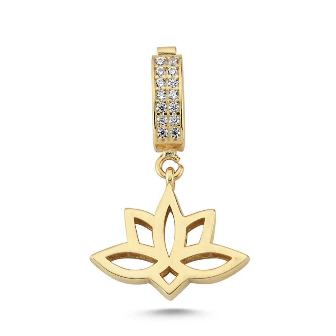 Lotus Kolye Ucu 14 Ayar Altın