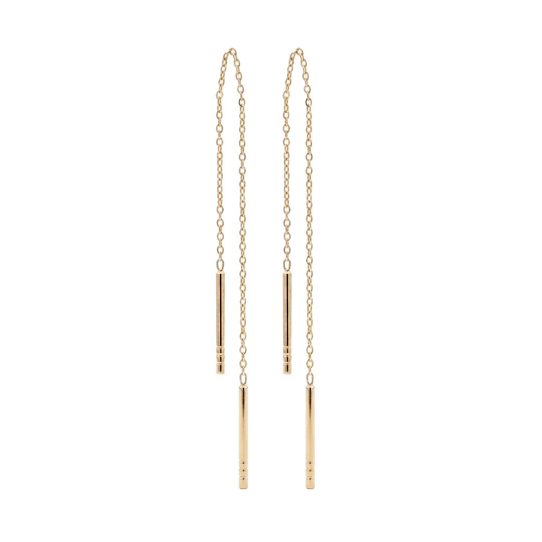 Sallantılı Çizgi Model 14 Ayar Altın Küpe 4,5 Cm