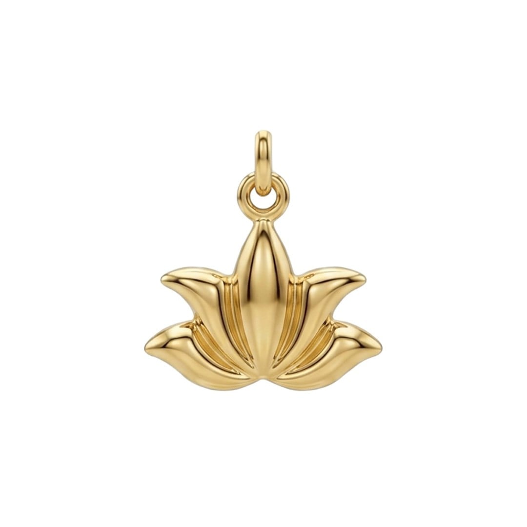 Lotus Figürlü 14 Ayar Kolye Ucu