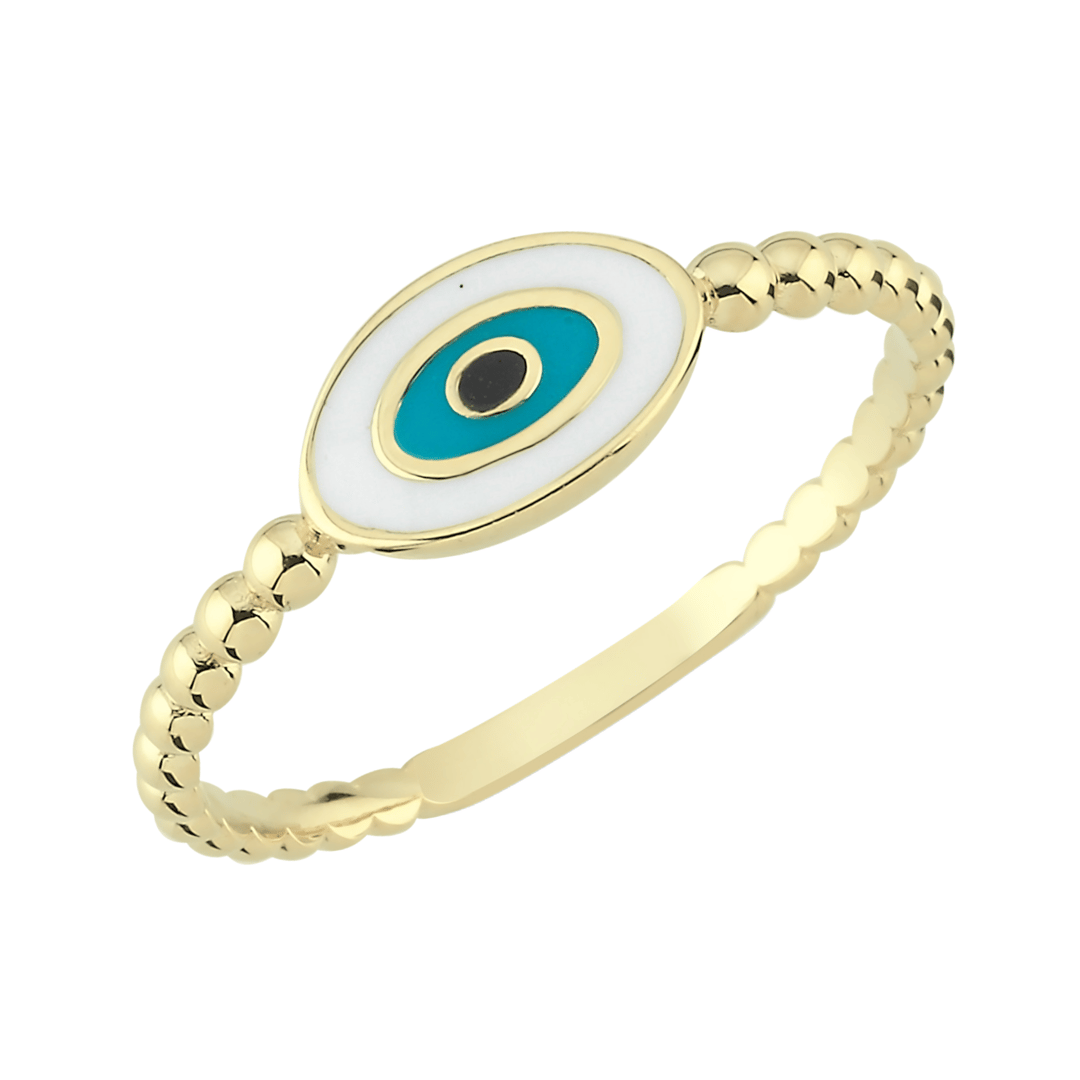 Mavi Mineli 14 Ayar Altın Yüzük