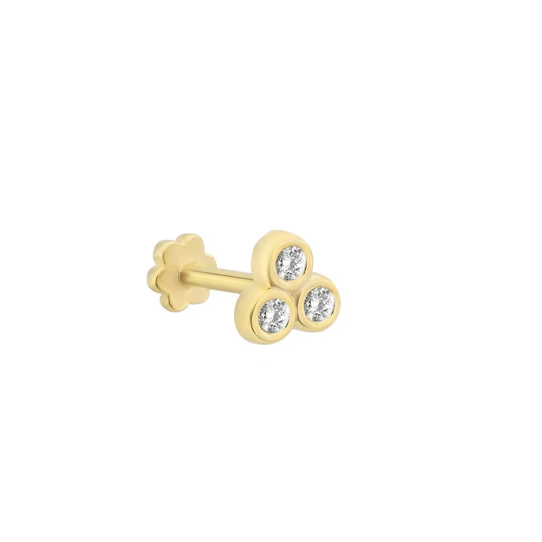 Piercing Gömülü Taşlı 14 Ayar Altın