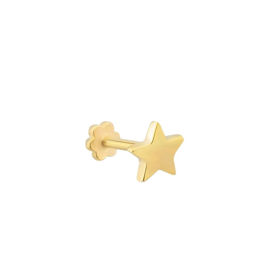Piercing Yıldız Taşsız 14 Ayar Altın