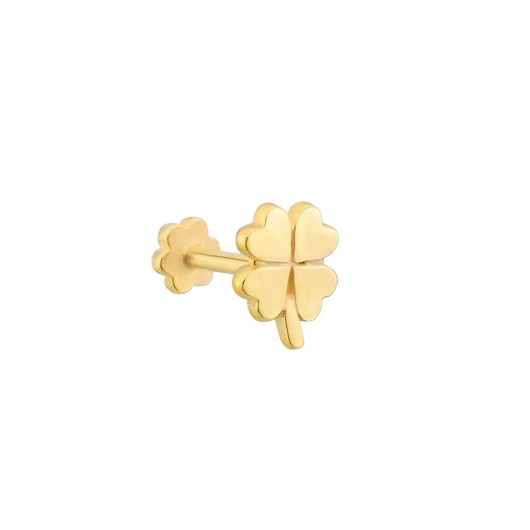 Piercing Yonca Taşsız 14 Ayar Altın