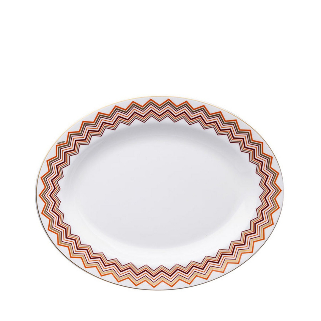 Iconic Turuncu Bordo Porselen Oval Servis Tabağı 36 cm