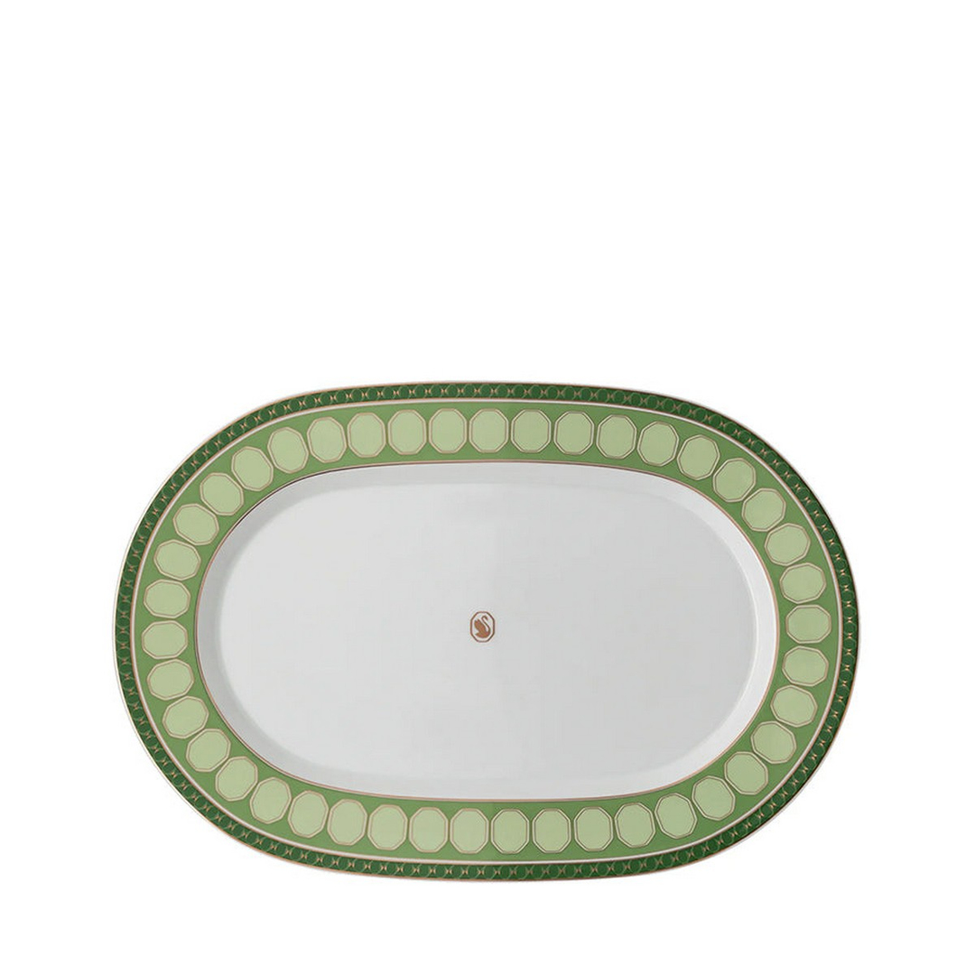 Signum Fern Yeşil Oval Porselen Servis Tabağı 40 cm