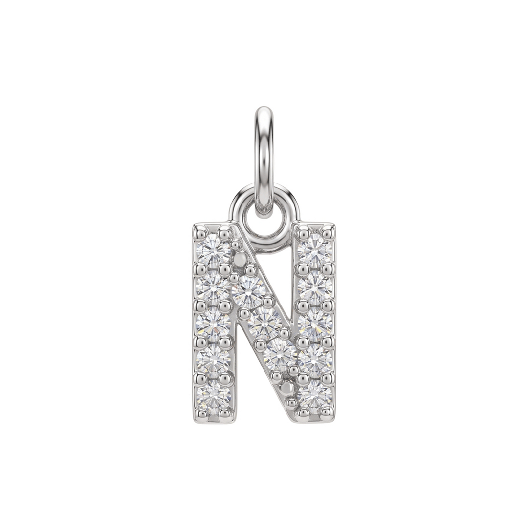 Letter N Charm - Silver