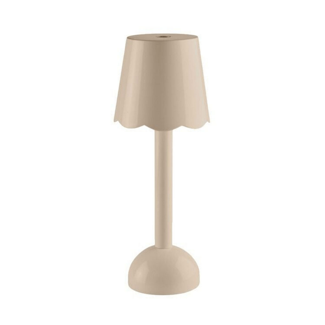 Cappuccino rechargeable lamp features a Scalloped-Shaped