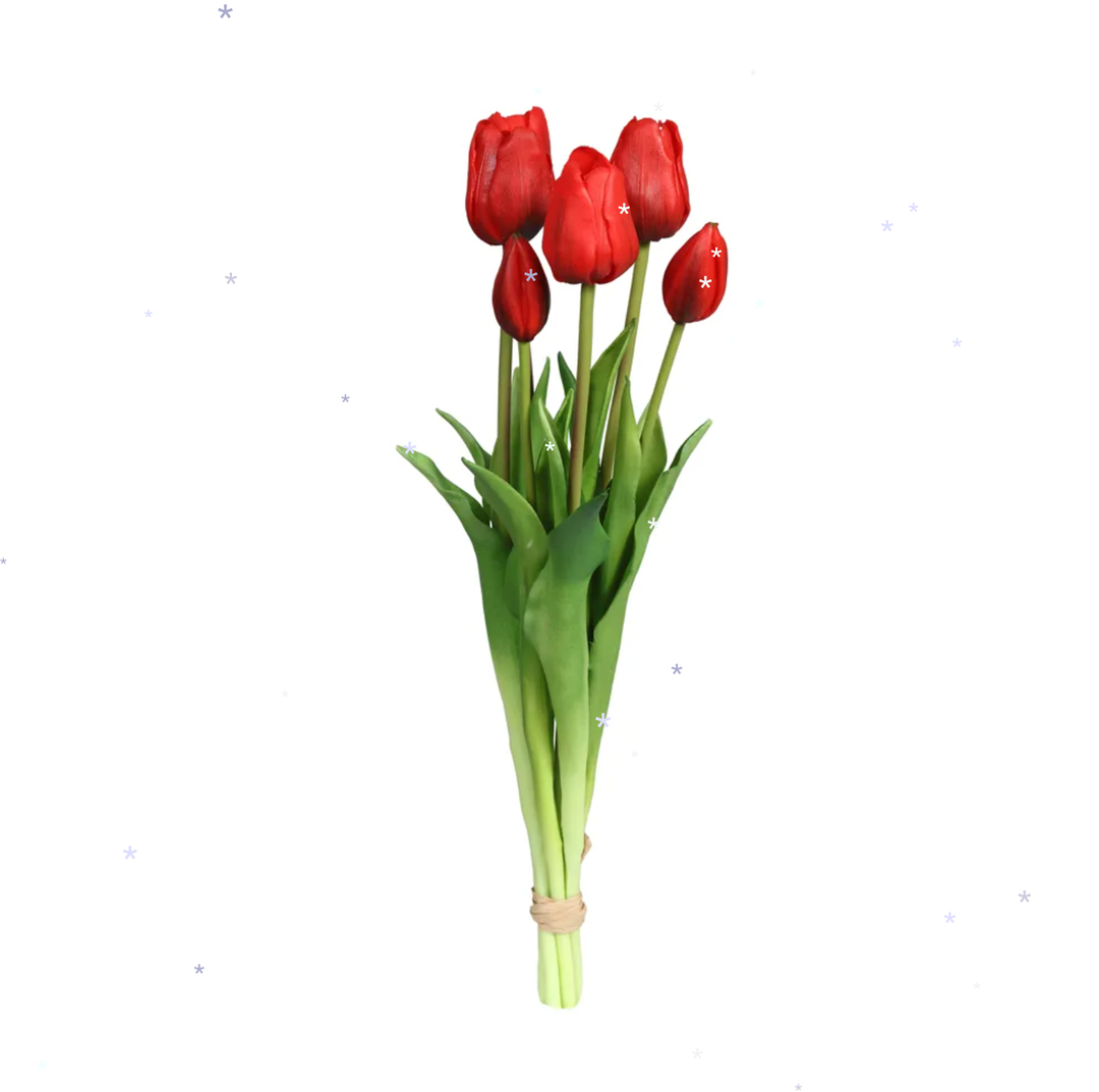 Islak Dokulu Yapay Lale Büyük Boy - 45 cm Kırmızı