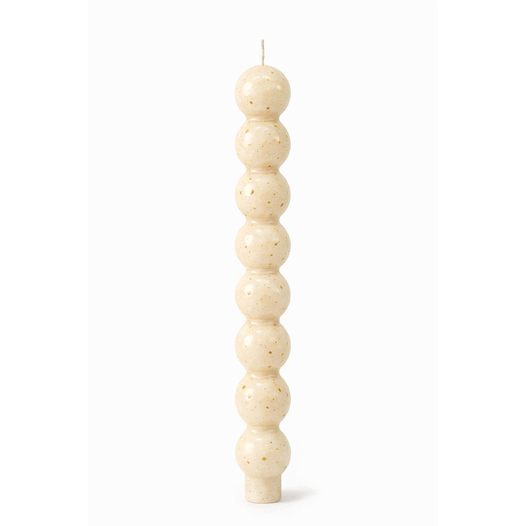 Top Şamdan Mum - Krem Parlak Altın Püskürtme 24 cm