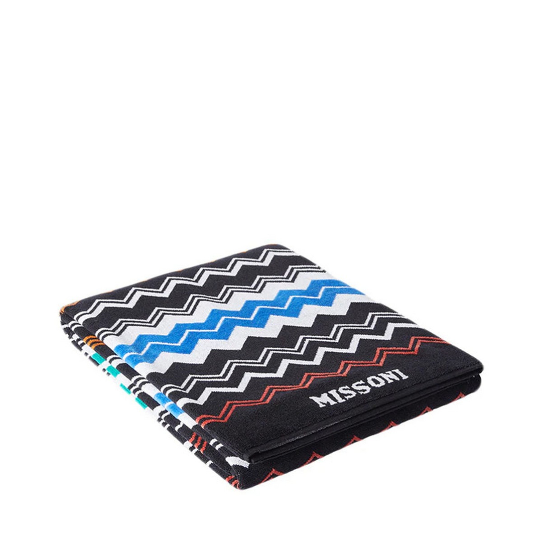 Neoclassic Siyah Çok Renkli Zigzag Desenli Plaj Havlusu