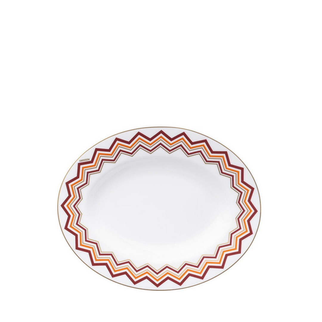 Iconic Turuncu Bordo Porselen Oval Servis Tabağı 23 cm