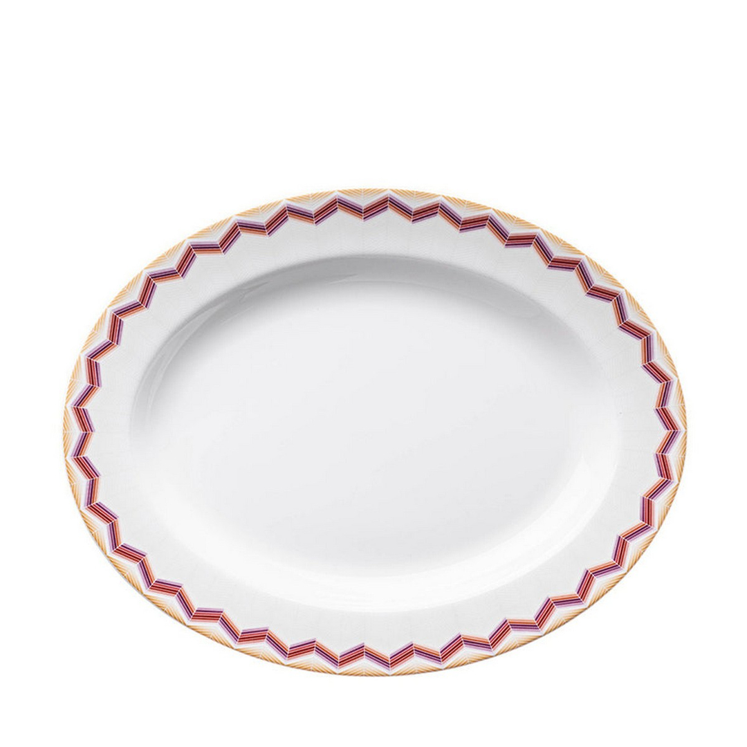 Zig Zag Jarris 156 Turuncu Bordo Oval Servis Tabağı 36 cm