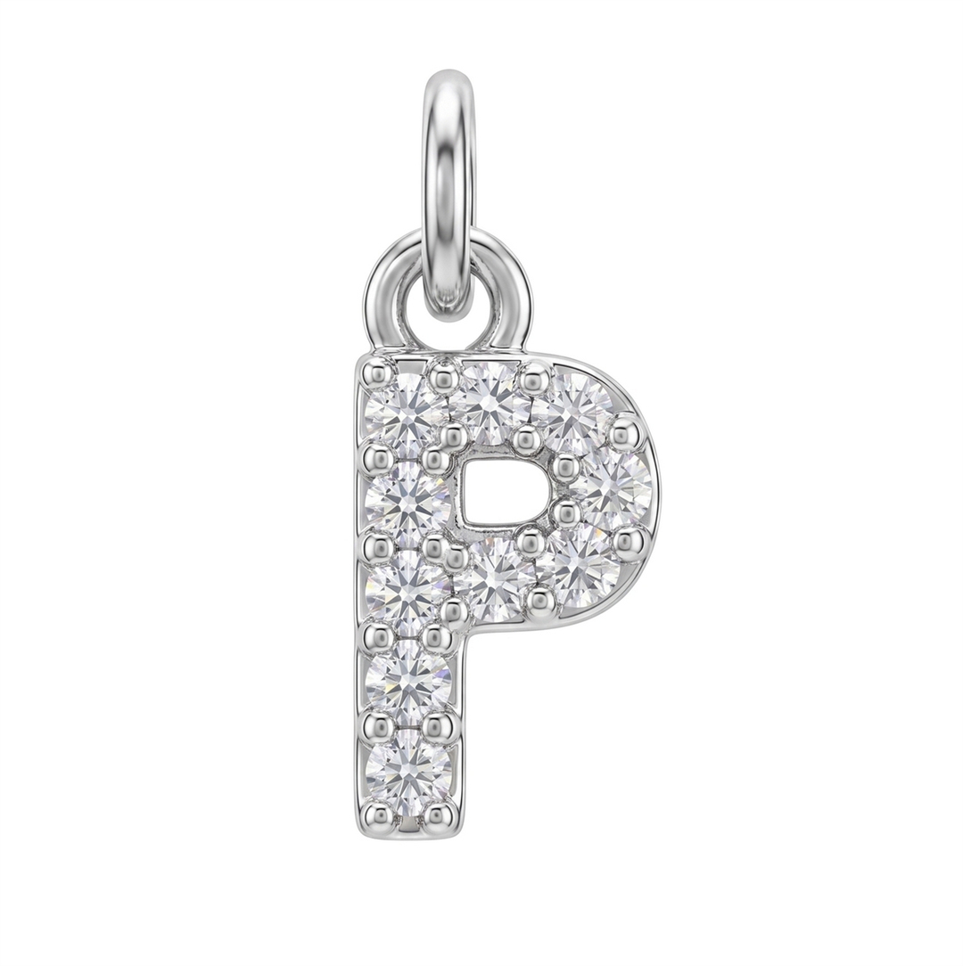Letter P Charm - Silver