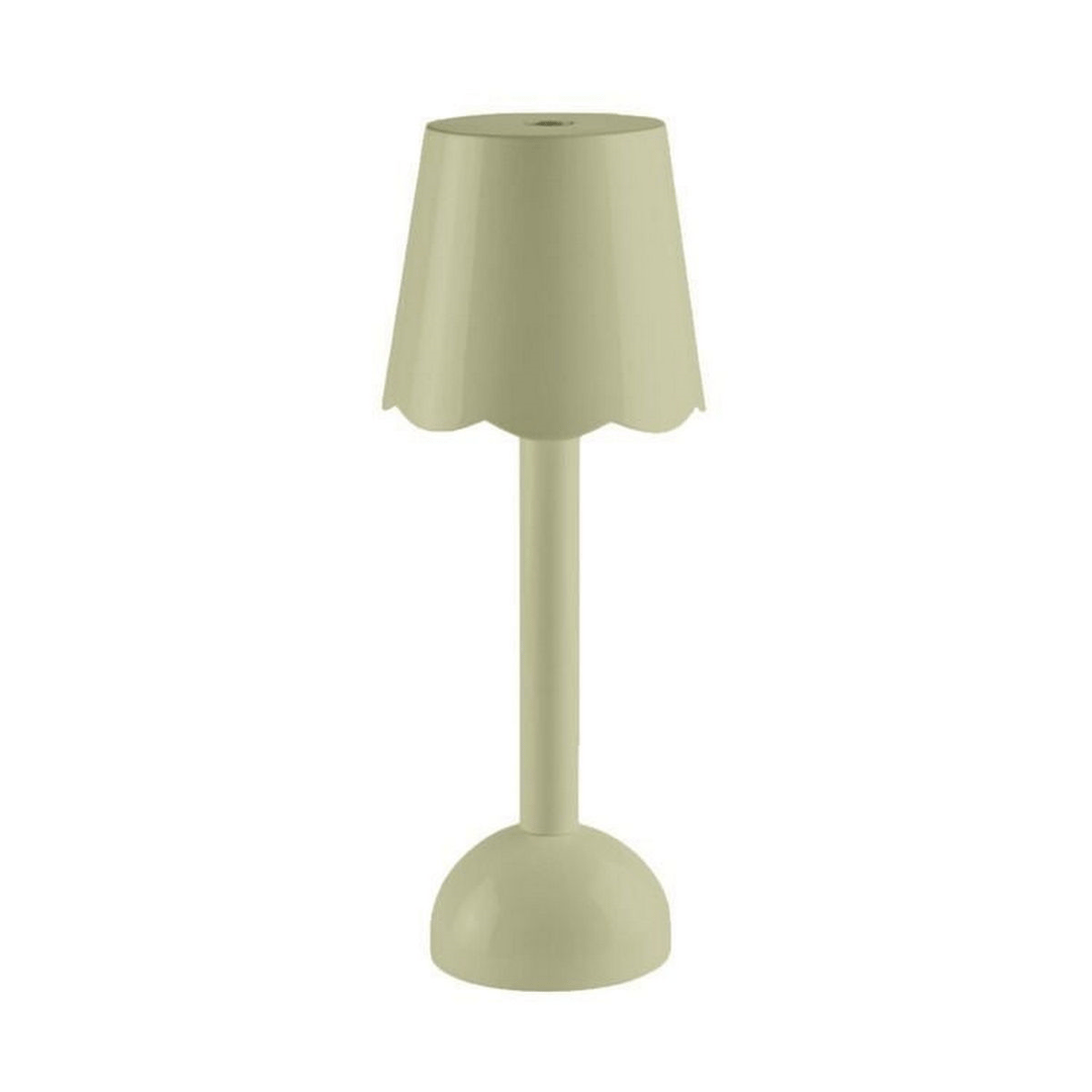 Sage rechargeable lamp features a Scalloped-Shaped