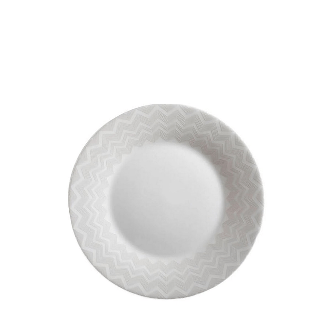 Zig Zag White Beyaz Gri Pasta Tabağı 21,5 cm